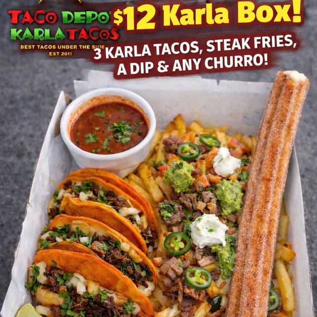 $12 Karla Churro Box w/ Steak fry.
